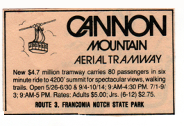 Cannon Mountain Aerial Tramway sign